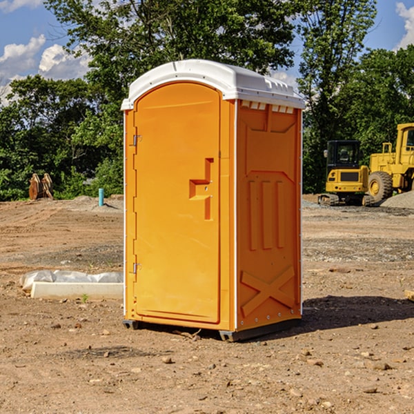 can i customize the exterior of the portable restrooms with my event logo or branding in Russellville AL
